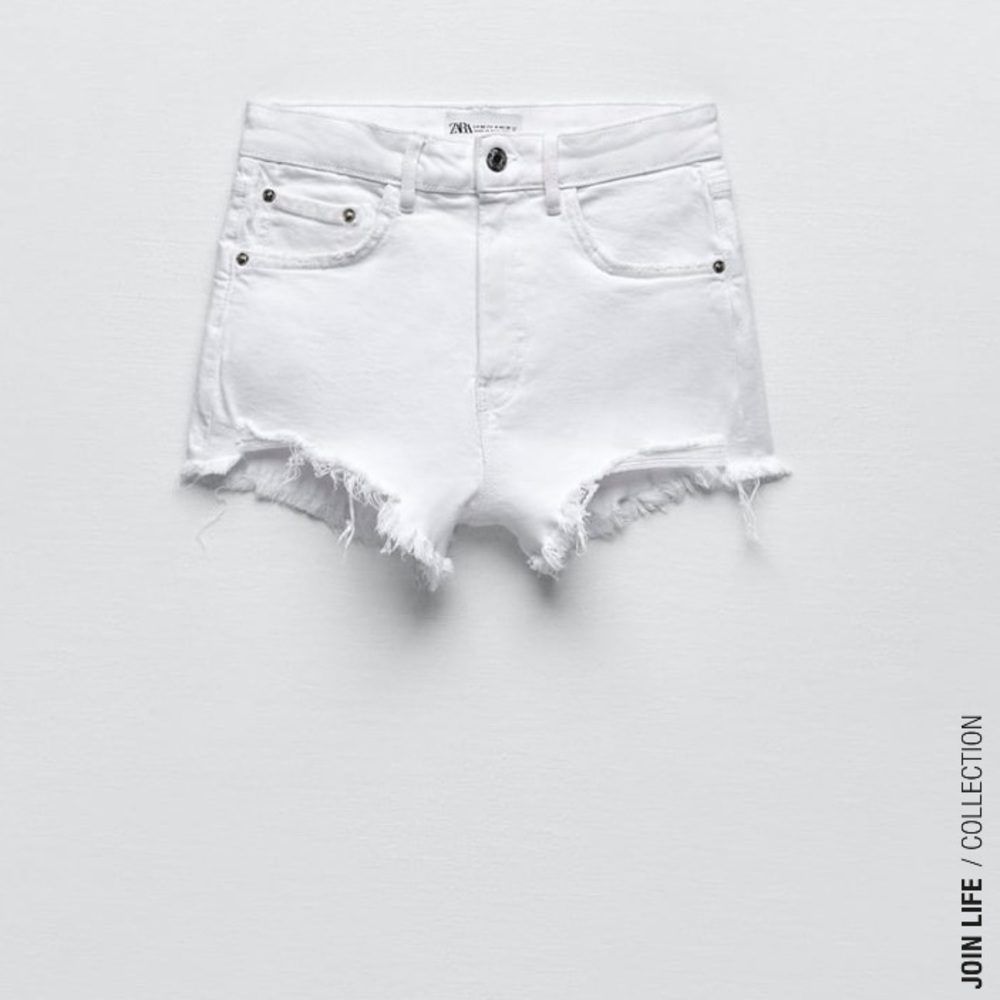 zara hi rise denim shorts
